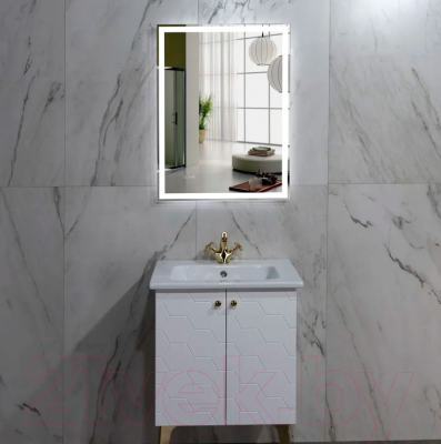 Зеркало Пекам Greta 80x110 / greta-80x110dcl (с подсветкой, с сенсором на взмах руки, часами)