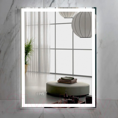 Зеркало Пекам Greta 80x110 / greta-80x110dcl (с подсветкой, с сенсором на взмах руки, часами)