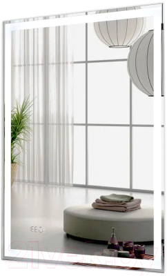 Зеркало Пекам Greta 80x110 / greta-80x110dpcl (с подсветкой, с сенсором на взмах руки, подогрев, часы) - фото