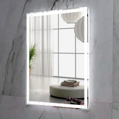 Зеркало Пекам Greta 80x110 / greta-80x110dpcl (с подсветкой, с сенсором на взмах руки, подогрев, часы)