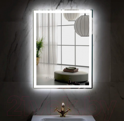 Зеркало Пекам Greta 80x110 / greta-80x110dpcl (с подсветкой, с сенсором на взмах руки, подогрев, часы)