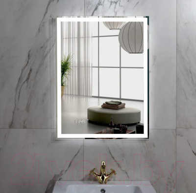 Зеркало Пекам Greta 80x110 / greta-80x110dpcl (с подсветкой, с сенсором на взмах руки, подогрев, часы)