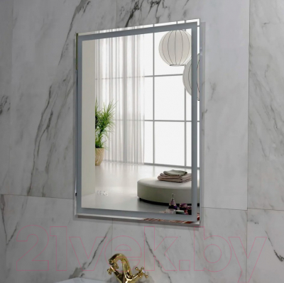 Зеркало Пекам Greta 80x110 / greta-80x110dpcl (с подсветкой, с сенсором на взмах руки, подогрев, часы)