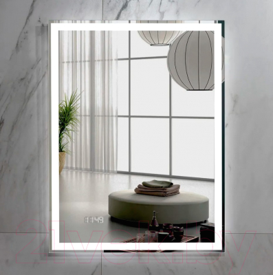 Зеркало Пекам Greta 80x110 / greta-80x110dpcl (с подсветкой, с сенсором на взмах руки, подогрев, часы)