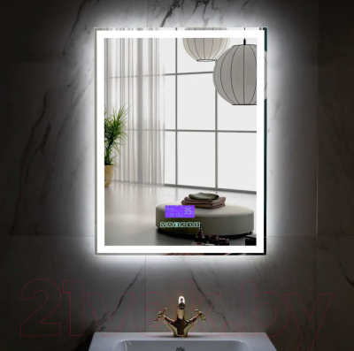 Зеркало Пекам Greta 80x120 / greta-80x120MP (с подсветкой, с многофункциональной панелью, подогревом)