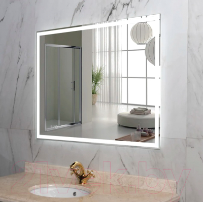 Зеркало Пекам Greta 140x80 / greta-140x80dcl (с подсветкой, с сенсором на взмах руки, часами)