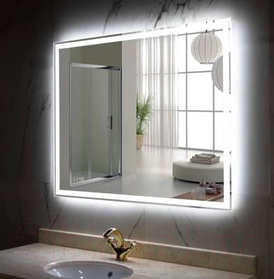 Зеркало Пекам Greta 140x80 / greta-140x80dcl (с подсветкой, с сенсором на взмах руки, часами)