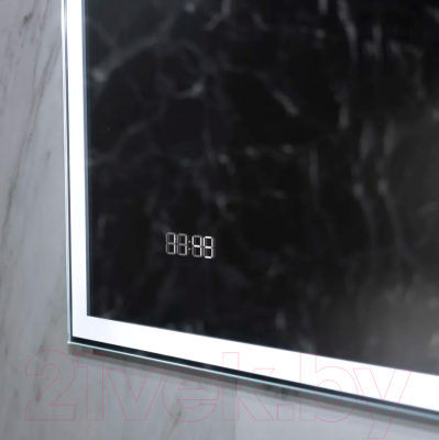 Зеркало Пекам Greta 140x80 / greta-140x80dcl (с подсветкой, с сенсором на взмах руки, часами)