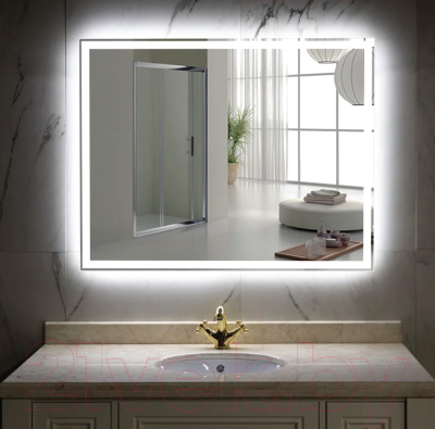 Зеркало Пекам Greta 140x80 / greta-140x80dp (с подсветкой, с сенсором на взмах руки, подогревом)