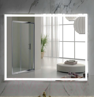 Зеркало Пекам Greta 140x80 / greta-140x80dpcl (с подсветкой, с сенсором на взмах руки, подогрев, часы)