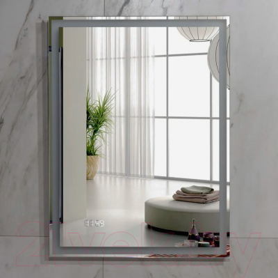 Зеркало Пекам Greta 80x140 / greta-80x140dcl (с подсветкой, с сенсором на взмах руки, часами)