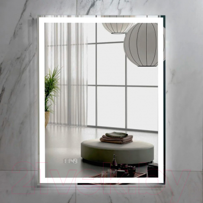 Зеркало Пекам Greta 80x140 / greta-80x140dcl (с подсветкой, с сенсором на взмах руки, часами)