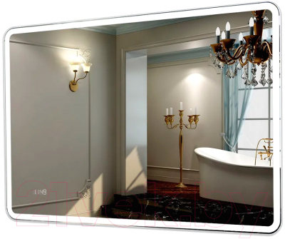 Зеркало Пекам Marta 1 110x80 / marta1-110x80dcl (с подсветкой, с сенсором на взмах руки, часами) - фото