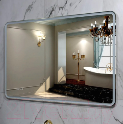 Зеркало Пекам Marta 1 110x80 / marta1-110x80dpcl (с подсветкой, с сенсором на взмах руки, подогрев, часами)