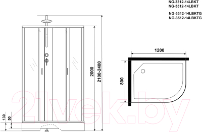 Душевая кабина Niagara NG-3512-14LBKTG 120x80