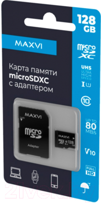 Карта памяти Maxvi microSDXC 128GB Class 10 UHS-I (1) - фото