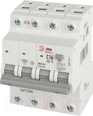 Дифференциальный автомат ЭРА D12E4C16AC30 АД-12 / Б0058927 - фото