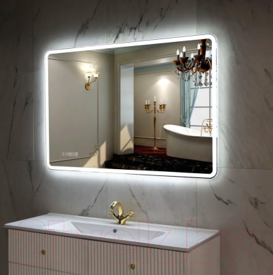 Зеркало Пекам Marta 1 110x80 / marta1-110x80spcl (с подсветкой, с двойным сенсором, подогрев, часы)