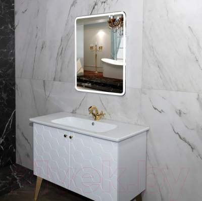 Зеркало Пекам Marta 1 80x110 / marta1-80x110spcl (с подсветкой, с двойным сенсором, подогрев, часы)