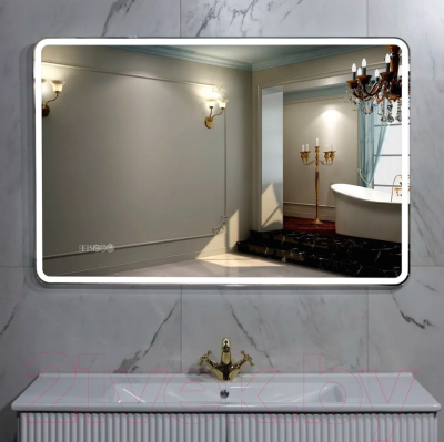 Зеркало Пекам Marta 1 140x80 / marta1-140x80spcl (с подсветкой, с двойным сенсором, подогрев, часы)