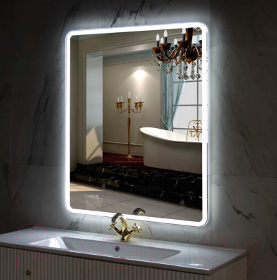 Зеркало Пекам Marta 1 80x140 / marta1-80x140spcl (с подсветкой, с двойным сенсором, подогрев, часы)