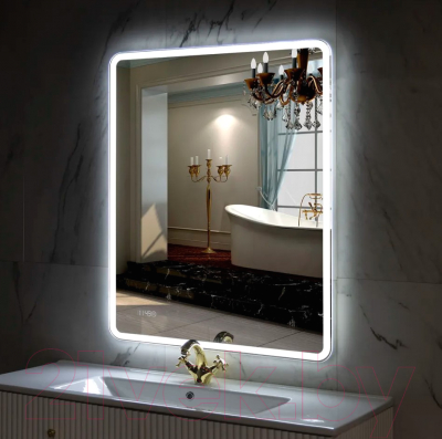 Зеркало Пекам Marta 1 80x110 / marta1-80x110scl (с подсветкой, с сенсором на прикосновение, часами)