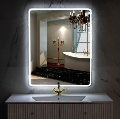 Зеркало Пекам Marta 1 80x110 / marta1-80x110scl (с подсветкой, с сенсором на прикосновение, часами)