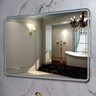 Зеркало Пекам Marta 1 140x80 / marta1-140x80scl (с подсветкой, с сенсором на прикосновение, часами)