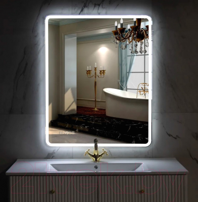 Зеркало Пекам Marta 1 80x110 / marta1-80x110dcl (с подсветкой, с сенсором, часами)