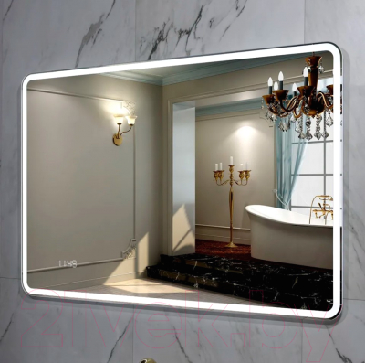 Зеркало Пекам Marta 1 140x80 / marta1-140x80dcl (с подсветкой, с сенсором, часами)