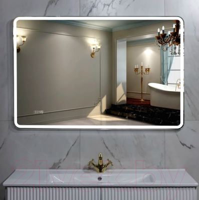 Зеркало Пекам Marta 1 140x80 / marta1-140x80dcl (с подсветкой, с сенсором, часами)