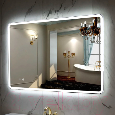 Зеркало Пекам Marta 1 140x80 / marta1-140x80dcl (с подсветкой, с сенсором, часами)