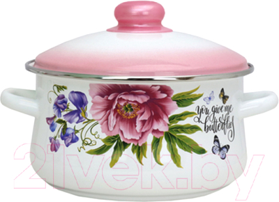 Кастрюля Эмаль Розовый бутон 01-В1614/6 - фото