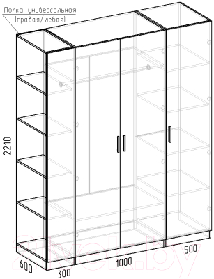Шкаф Интермебель Марсель-21 / МР 01-21-B3 (графит софт)