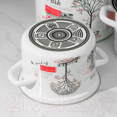 Набор кастрюль КМЗ Осенний парк-5-1 Люкс стиль (3шт, белый)