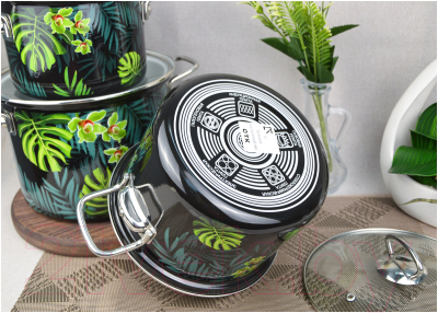 Набор кастрюль КМЗ Тропическая ночь-5-1 Элит (3шт, черный)