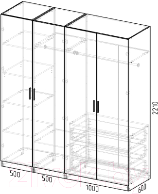 Шкаф Интермебель Марсель-5 / МР 01-05-B4 (графит софт)