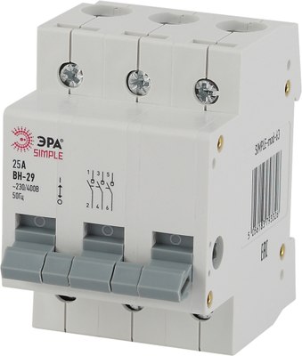 Выключатель нагрузки ЭРА Simple-Mod-64 3P 25А ВН-29 / Б0039254 - фото