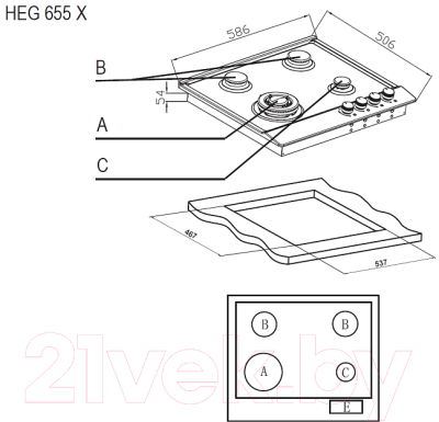 Газовая варочная панель Evelux HEG 655 X