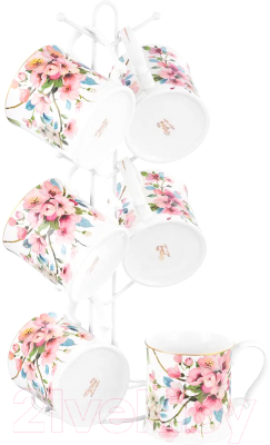 Набор для чая/кофе Elan Gallery Яблоневый цвет на белом / 420546 - фото