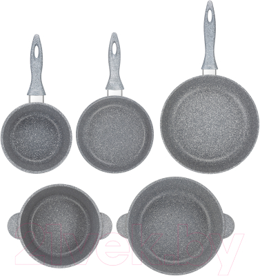 Набор кухонной посуды Elan Gallery Гармония вкуса / 120558+5 (8пр, серый мрамор)