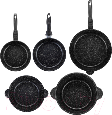 Набор кухонной посуды Elan Gallery Гармония вкуса / 120110+5 (9пр, черный мрамор)
