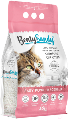 Наполнитель для туалета BentySandy Бентонит комкующийся Baby Powder Color Granules - фото