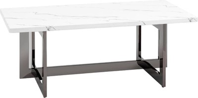 Журнальный столик Stool Group Нэйтан 122x61 / ECT-0106-GM (белый мрамор/сталь темный хром) - фото
