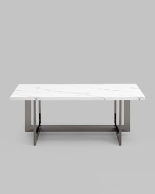Журнальный столик Stool Group Нэйтан 122x61 / ECT-0106-GM (белый мрамор/сталь темный хром)