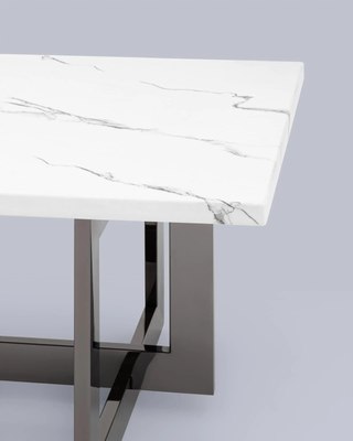 Журнальный столик Stool Group Нэйтан 122x61 / ECT-0106-GM (белый мрамор/сталь темный хром)