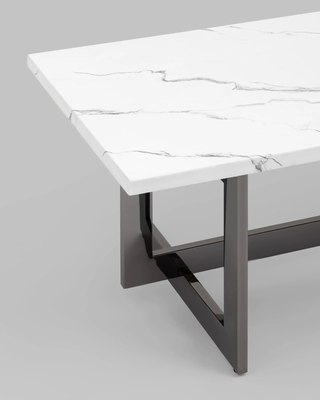 Журнальный столик Stool Group Нэйтан 122x61 / ECT-0106-GM (белый мрамор/сталь темный хром)