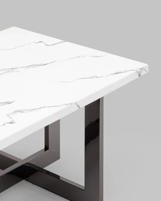 Журнальный столик Stool Group Нэйтан 122x61 / ECT-0106-GM (белый мрамор/сталь темный хром)