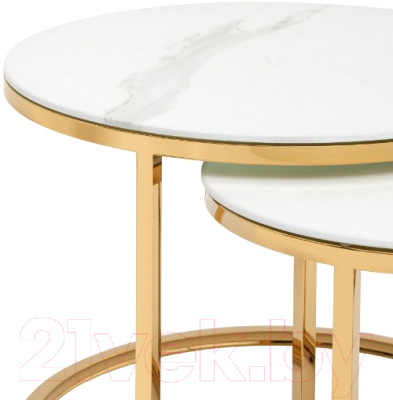 Комплект журнальных столиков Stool Group Селена / EET-131-2S-TG White (стекло белый мрамор/золото)