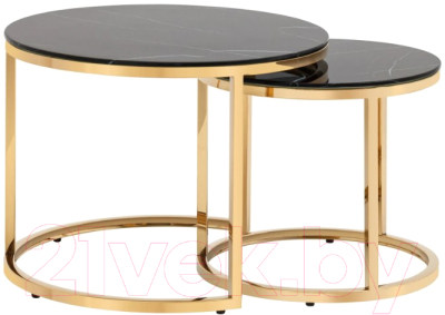 Комплект журнальных столиков Stool Group Селена / EET-131-2S-TG Black (стекло черный мрамор/золото)